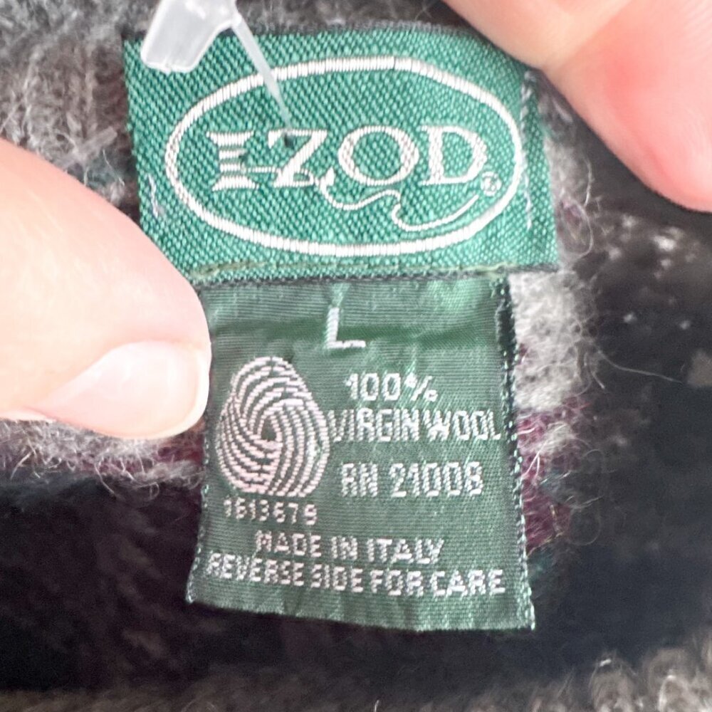 Vintage IZOD 100% Virgin Wool FairIsle Pullover Sweater L - Picture 6 of 7
